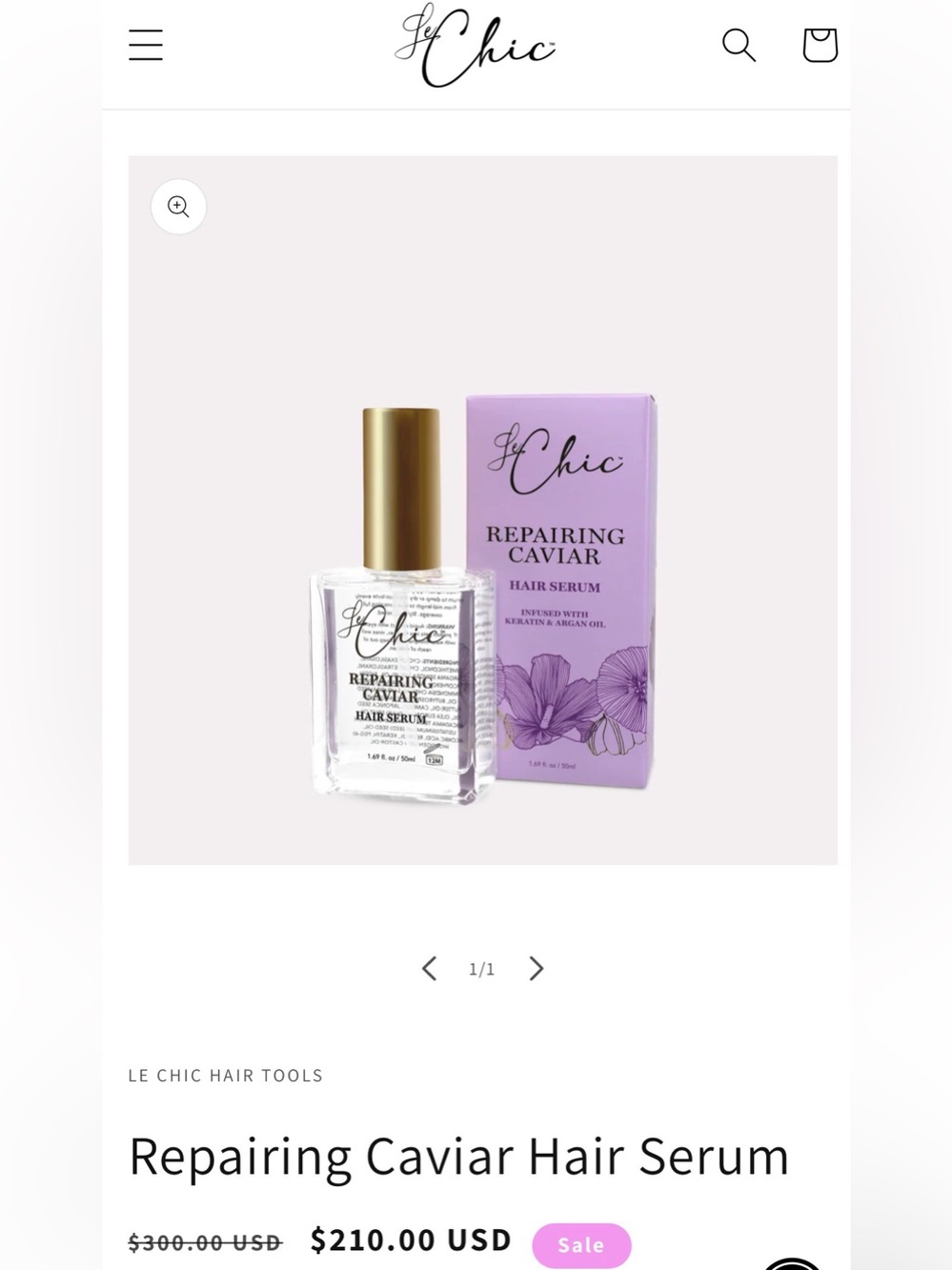 LE’ CHIC Repairing Caviar Hair Serum infused with caviar extract, keratin